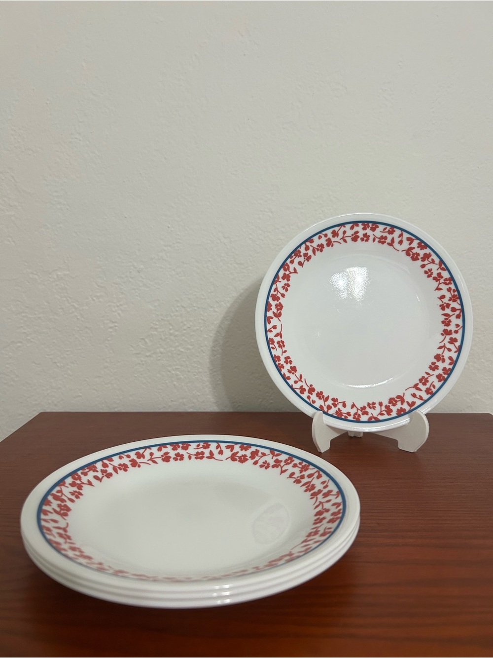 Lot of 4 Corelle Floral Cascade 6 3/4" Bread and Butter Plates Made in USA